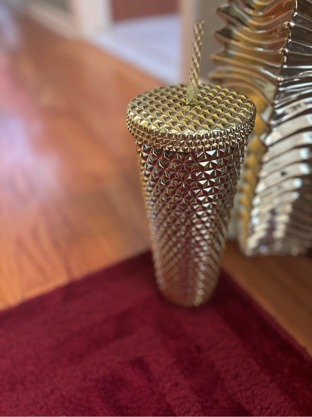 Starbucks Gold Textured Decorative Tumbler with Lid